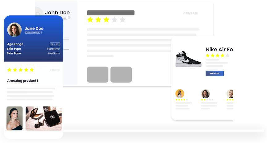 Ecrans app Reviewer - avis pour boutique Shopify